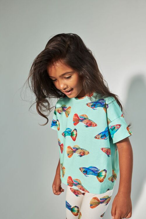 Kids Oversize T-shirt - Betta Fish - mint