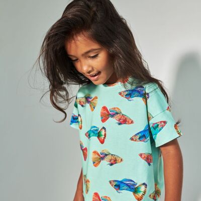 Kids Oversize T-shirt - Betta Fish - mint