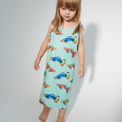 Kids Tank Dress - Betta Fish - mint