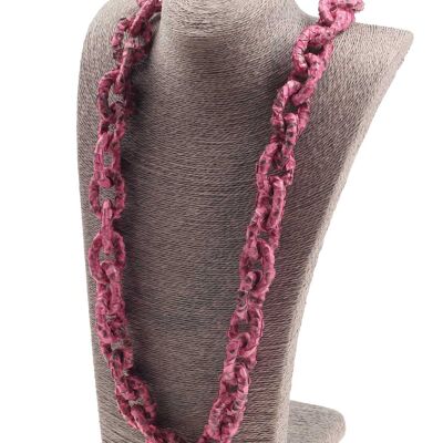 Halskette Python Leder Chain  / 35x23mm ,  Pink shiny / Oval / 104cm