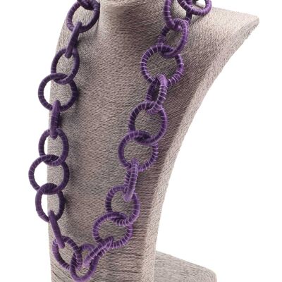 Halskette Nappa Leather Wrapped Chain / 44mm , Violet / Ring / 92cm