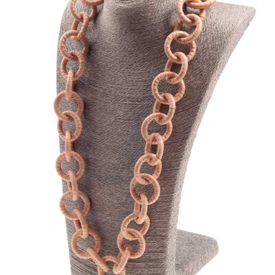 Halskette Nappa Leather Wrapped Chain / 35mm , Peach cobbler / Ring / 92cm