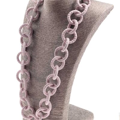 Halskette Nappa Leather Wrapped Chain / 35mm , Pale Mauve / Ring / 92cm