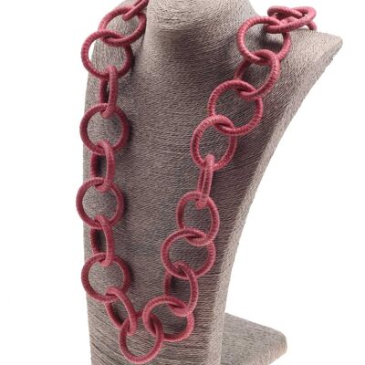 Halskette Wasserschlange Leder Chain 45mm ,  Pink / Ring / 120cm