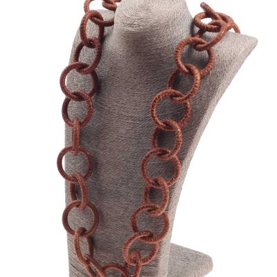 Halskette Wasserschlange Leder Chain 45mm ,  Brown / Ring / 120cm