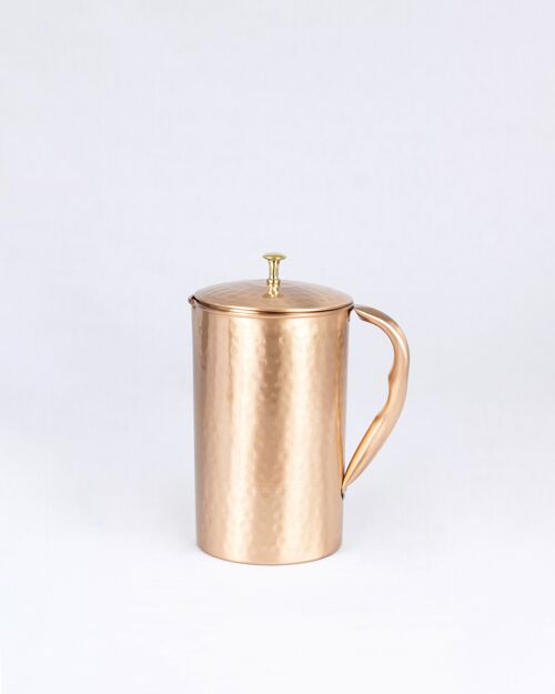 El'Cobre Premium Pure Hammered Copper Jug with Lid - 1.2L