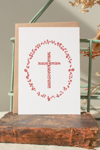 Carte postale croix - rouge orangé