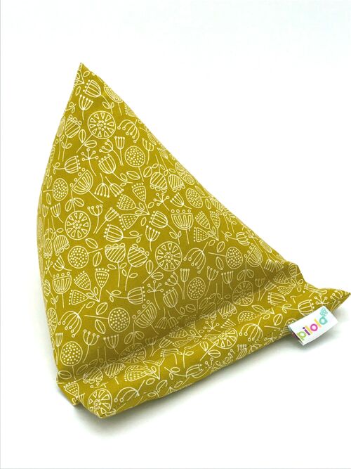 Pilola Techcushion Mustard with White Outline Floral Pattern Kindle iPad mini Phone Pillow Stand Holder Cushion - Medium