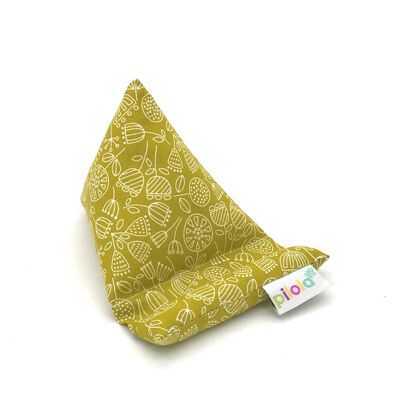 Pilola Techcushion senape con contorno bianco motivo floreale cuscino per telefono supporto per cuscino - piccolo