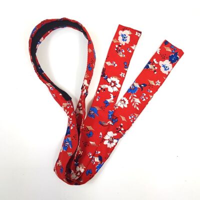 Boho floral red and blue silver lurex headband