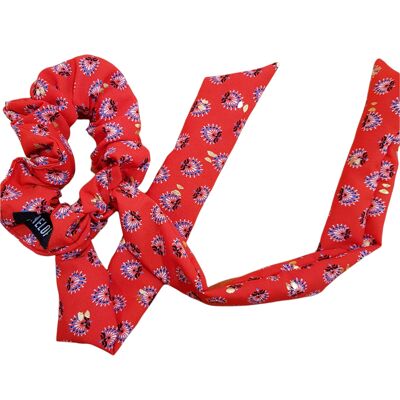 Red Peacock ribbon scrunchie