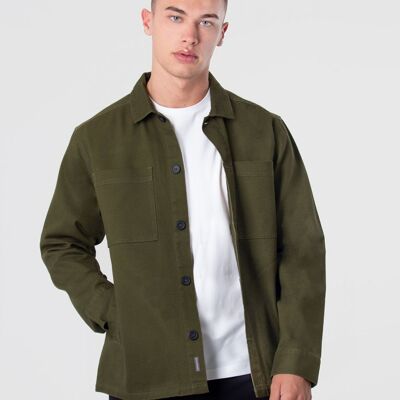 Olive Cotton Twill Overshirt