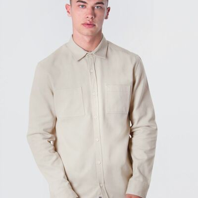 Stone Cotton Twill Long Sleeve Shirt