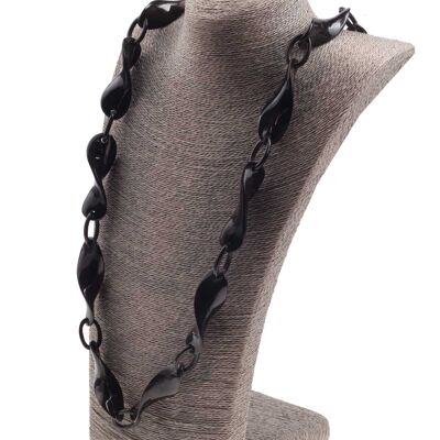 Halskette Wasserbüffel Chain 65mm Black shiny / Twisted w/ ovel / 110cm