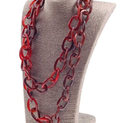 Halskette Wasserbüffel Chain 38x28mm Red shiny / Wavy  / 154cm