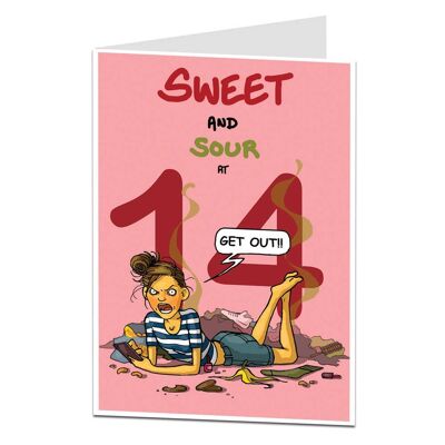 Funny 14th Birthday Milestone Card Sweet & Sour