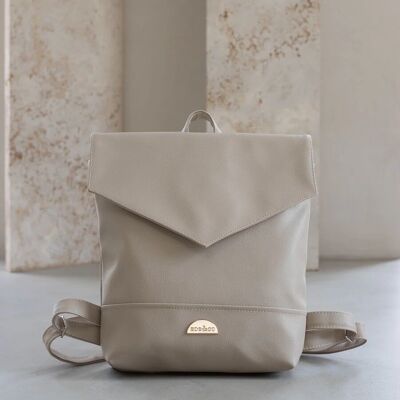 Sac à dos minimaliste LENA Stone (Beige) en cuir végétalien