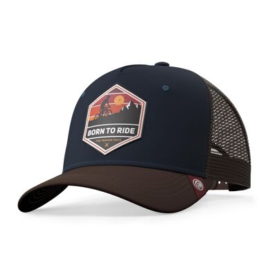 Born to Ride Blue Trucker Cap The Indian Face for men and women
