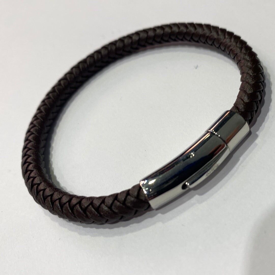 Bracciale intrecciato marrone
