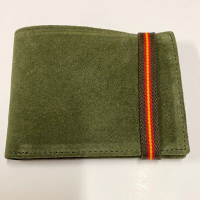 Portefeuille en cuir kaki