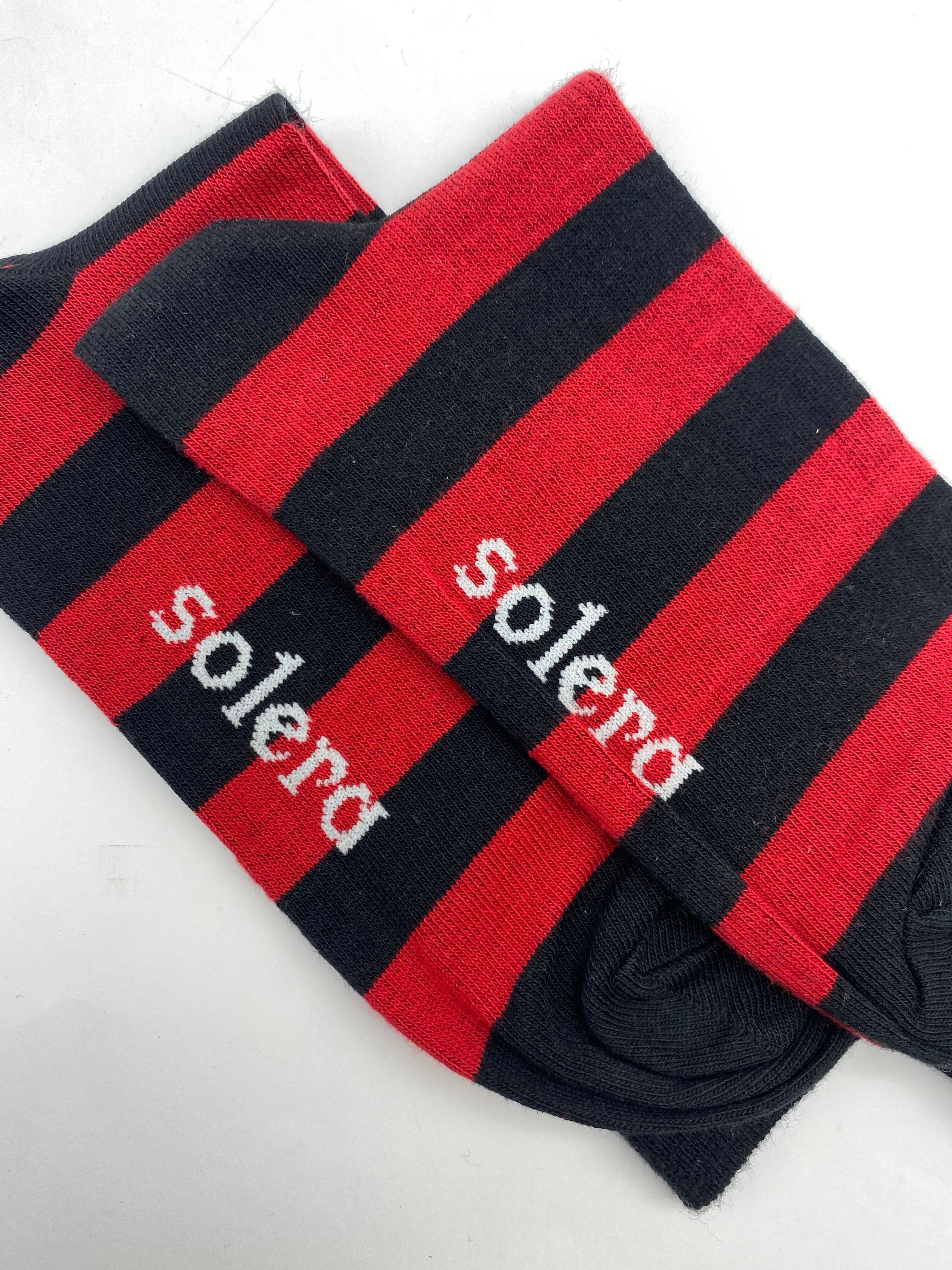 Calzini a righe rosso navy