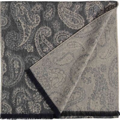 Cashmere Drawing Scarf Gray and cream