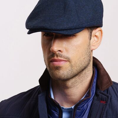 Navy Herringbone Hat