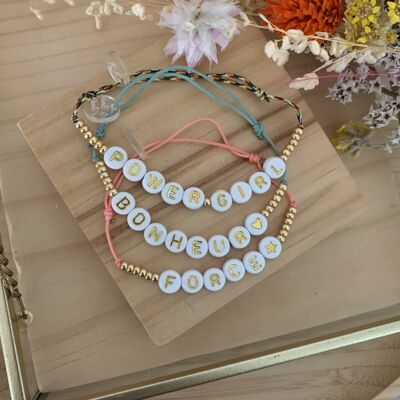 Bracelet cordon polyester - Perles miyuki - Message