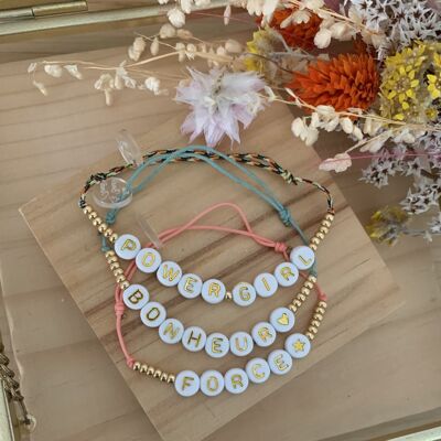 Bracelet cordon polyester - Perles miyuki - Message