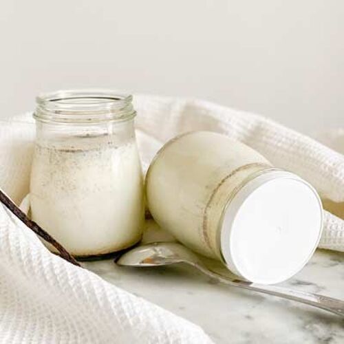 Pot à yaourt en verre - Patachon 174 ml + couvercle souple PE blanc avec bague inviolabilité