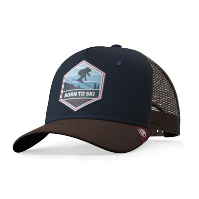 Born to Ski Blue Trucker Cap The Indian Face per uomo e donna