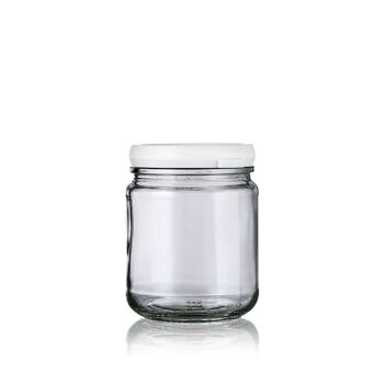 Pot en verre - Patachon 228 ml + couvercle souple PE blanc avec inviolabilité 1