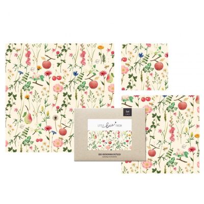 Organic beeswax wraps starter set (“L/M/S”) – meadow orchard