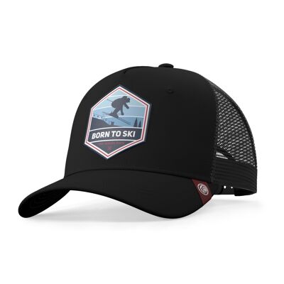 Born to Ski Blue Trucker Cap The Indian Face per uomo e donna
