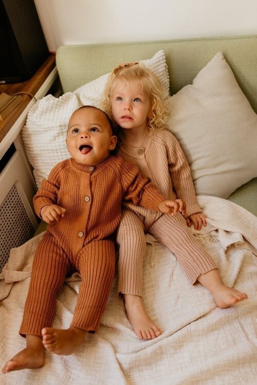 Ava Knit Onesie - Cinnamon - 100% Cotton