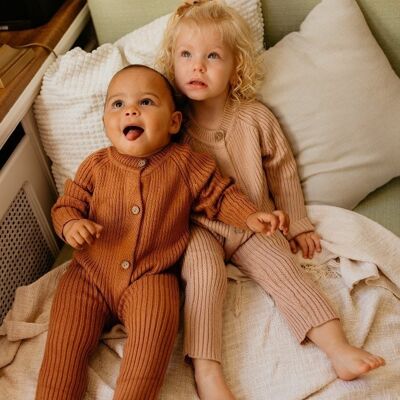 Ava Knit Onesie - Cinnamon - 100% Cotton