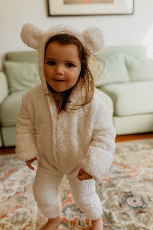 Cuddlebug Bear Onesie - White - 100% Cotton