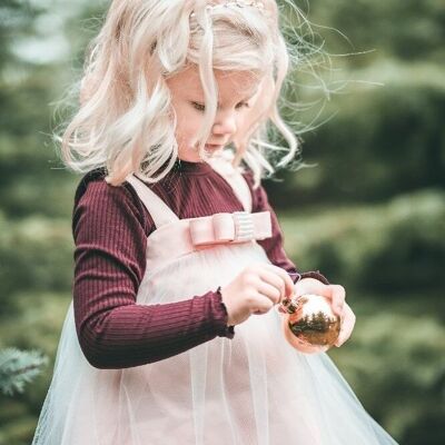 Mallory Dress - Pinafore Tulle Dress with Pearled Ribbon - 100% Cotton