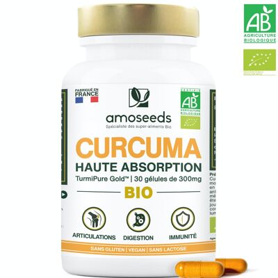 Curcuma biologica brevettata TurmiPure Gold™ | 30 capsule da 300 mg