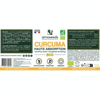 Curcuma Bio Breveté TurmiPure Gold™ | 30 gélules de 300mg 5