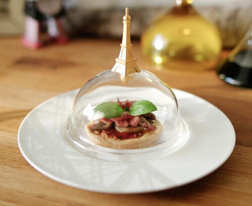 Cloche en verre avec Bouton Tour Eiffel.