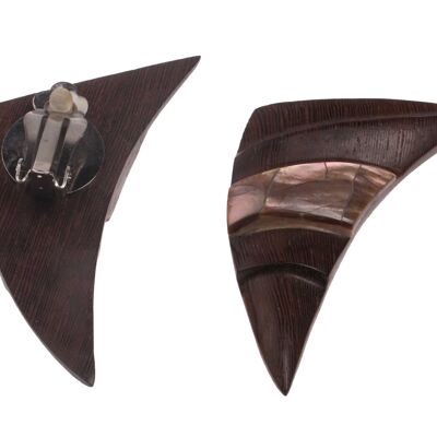 Ohrringe gefertigt aus Robles Holz with Brownlip Muschel 60mm