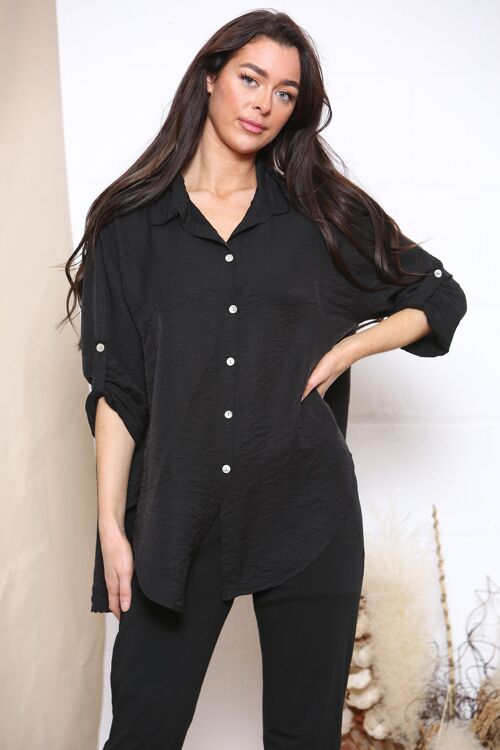 Black rolled sleeve blouse