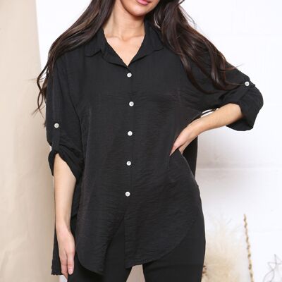 Black rolled sleeve blouse