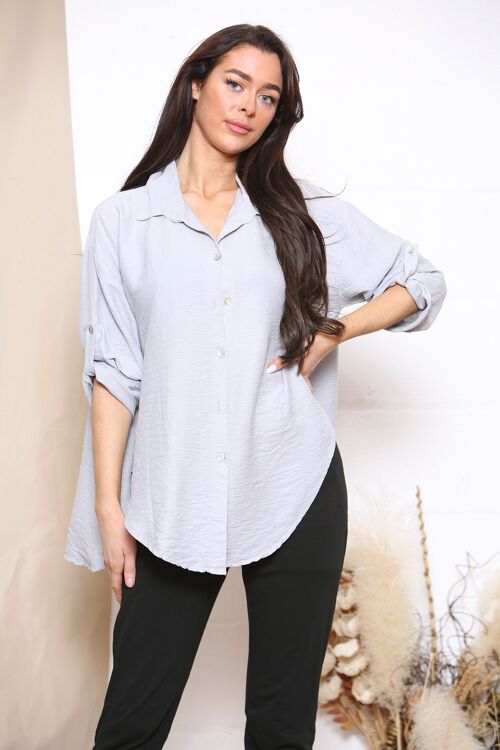 Grey rolled sleeve blouse