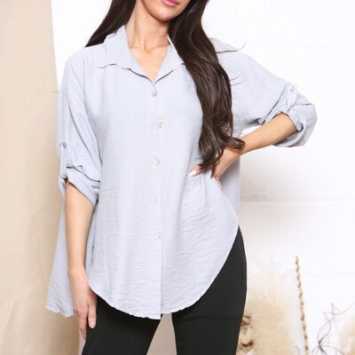 Grey rolled sleeve blouse