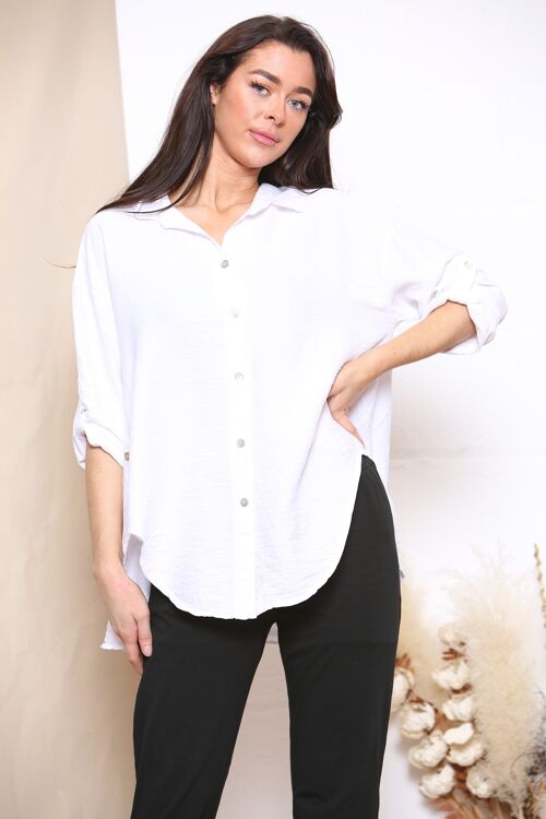 White rolled sleeve blouse