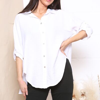 White rolled sleeve blouse