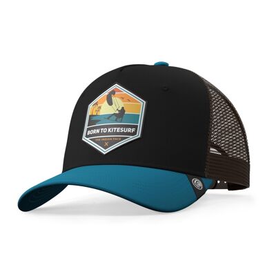 Born to Kitesurf Blue Trucker Cap The Indian Face per uomini e donne