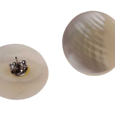 Ohrringe gefertigt aus Cabibi Muschel Flat Round Design,White 22mm